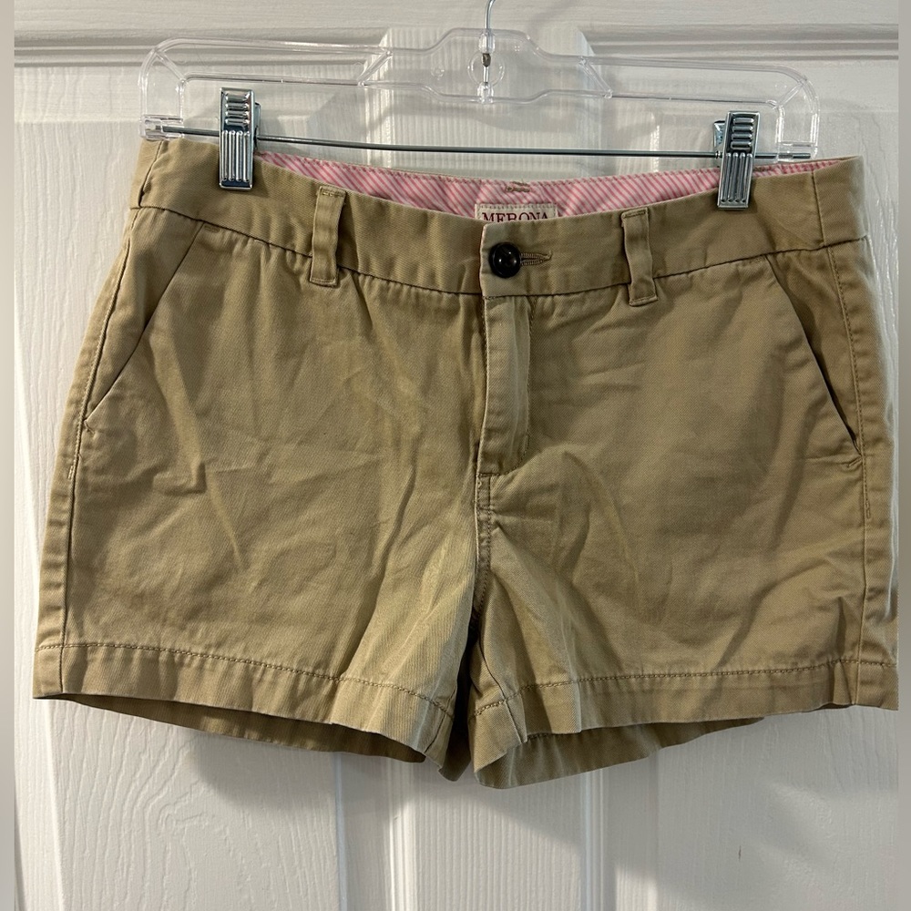 Merona Women’s 100% cotton khaki Shorts; size 4